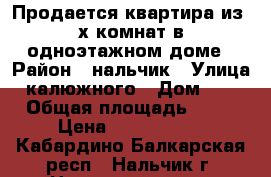 Продается квартира из 3х комнат в одноэтажном доме › Район ­ нальчик › Улица ­ калюжного › Дом ­ 12 › Общая площадь ­ 51 › Цена ­ 1 577 000 - Кабардино-Балкарская респ., Нальчик г. Недвижимость » Квартиры продажа   . Кабардино-Балкарская респ.